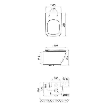 Zestaw DAVOS (5 w 1) Czarny Mat, Przycisk Satyna Standard