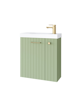 Szafka łazienkowa wisząca z umywalką 55 cm szałwia mat złoty uchwyt NOOK 010-SU55-05+TR41366