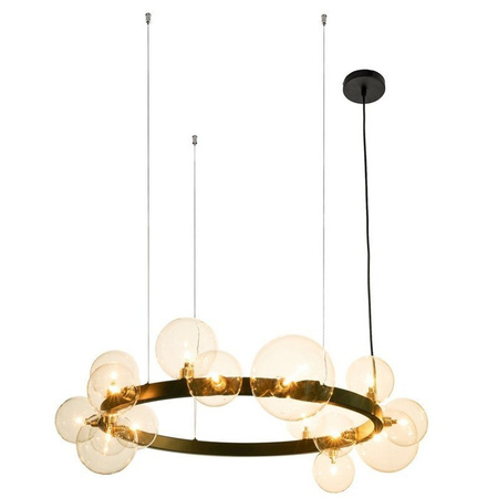 Lampa wisząca Orion 85 cm - 15 szklanych kul, czarna