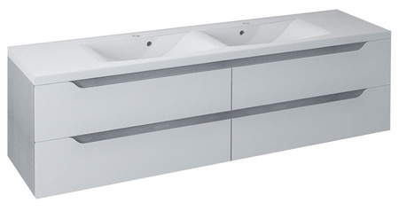 WAVE szafka umywalkowa 179,7x50x47,8cm, biała/dąb srebrny