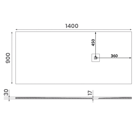 MITIA brodzik prysznicowy kompozytowy 140x90cm, szary