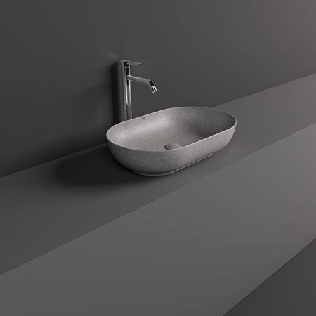 RAK Ceramics BATU Umywalka slim nablatowa owalna 55x35 cm Mica Cool Grey