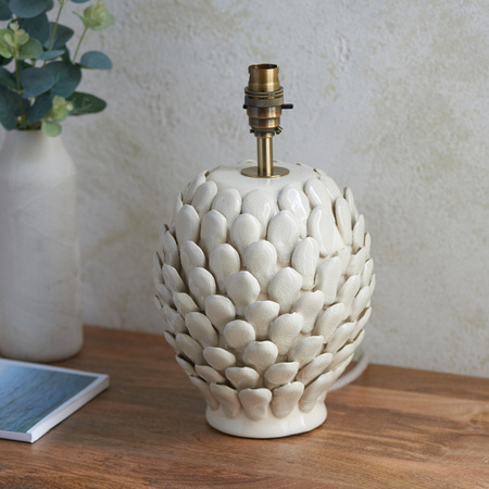 Layered Leaf Table Lamp Base Ivory Crackle Small