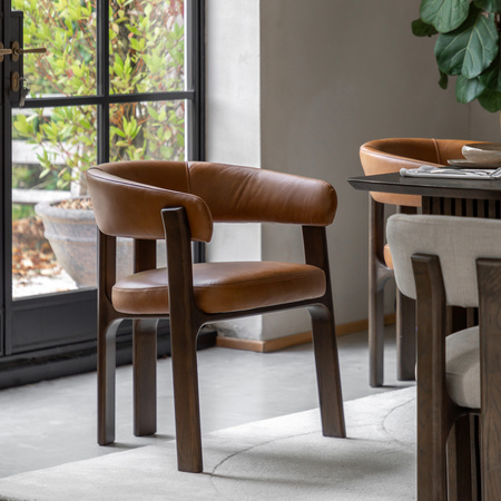 Onda Dining Chair Brown Leather