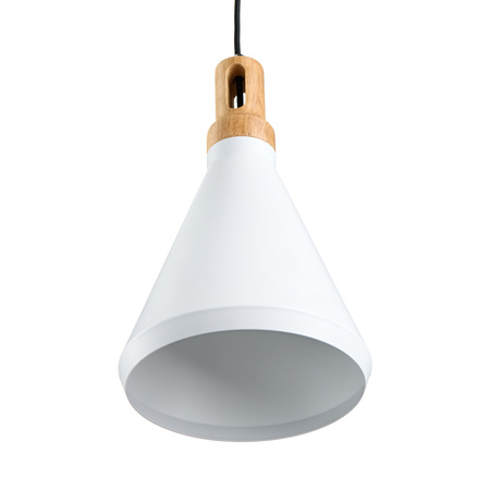 Lampa wisząca NORDIC WOODY biało drewniana 25 cm