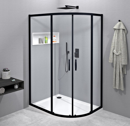 SIGMA SIMPLY BLACK kabina prysznicowa półokrągła 1000x800mm, R550, L/R, szkło czyste