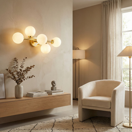 LAMPA ŚCIENNA KINKIET NOWOCZESNY KLASYCZNY ZŁOTY MARSIADA W5