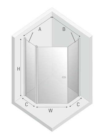KABINA NEW SOLEO PIĘCIOKĄTNA U 90x90x195 CZYSTE 6mm ACTIVE SHIELD