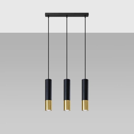 Lampa wisząca LOOPEZ 3L czarny/złoty
