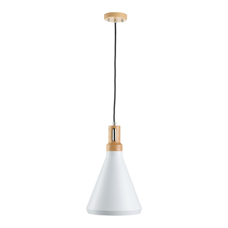 Lampa wisząca NORDIC WOODY biało drewniana 25 cm