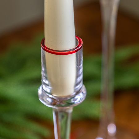 Red Rim Glass Candle Stick Set of 2 72x72x22mm