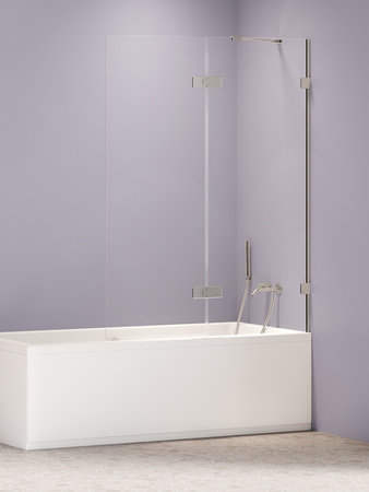Parawan wannowy OXIA NICKEL BRUSHED składany 1D L 100x150 szkło czyste 8mm Active Shield 2.0