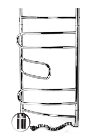 Elektryczny grzejnik łazienkowy NAVIN NIERDZEWNY PIROUETTE  480x800, obrotowy, z termostatem, prawy