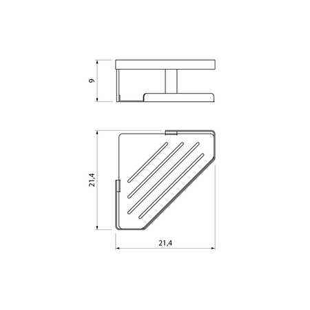 MYLINE półka narożna do kabiny prysznicowej, 214x90x214mm, czarny mat