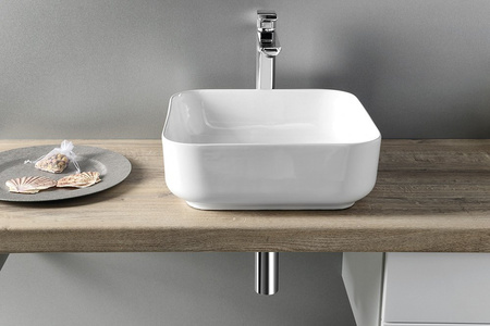 PRATA umywalka ceramiczna nablatowa 39,5x39,5 cm, biała