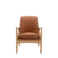 Fotel Carrera z brązowej skóry 685 x 720 x 820 mm