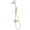 Deszczownica z baterią prysznicowo wannową trzyfunkcyjną, złota