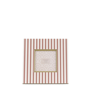 Stripe Photo Frame Olive & Fawn 4x4in (2pk)