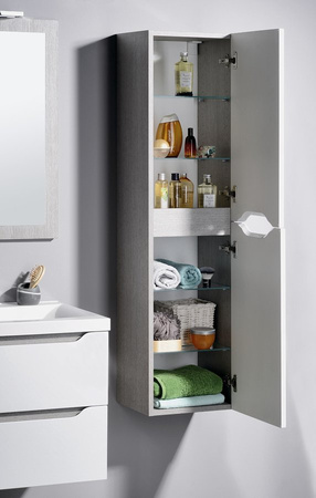 WAVE szafka wysoka 35x140x30cm, bała/dąb srebrny