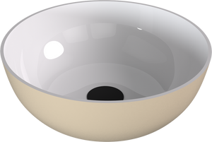 BANERA ROUND umywalka kompozytowa nablatowa, średnica 39cm, biały/beż mat