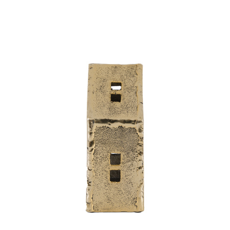 House Tealight Holder Antique Gold 130x70x185mm