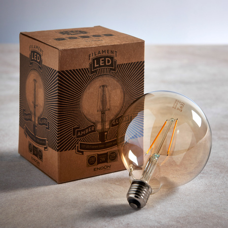 E27 LED Filament Globe 170x125mm Amber 2W