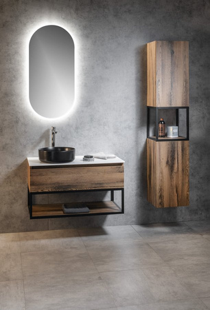 SKARA pod umywalkę 100x50x45cm, czarny mat/dąb collingwood