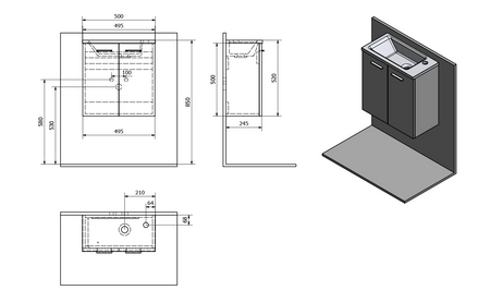 ZOJA/KERAMIA FRESH szafka umywalkowa 49x50x24,5cm, dąb platin