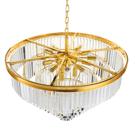 Lampa wisząca SPLENDORE 80 cm - żyrandol złoto-kryształowy