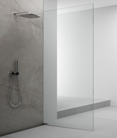 ARCHITEX zestaw do mocowania szkła podłoga-ściana-suft z listwą spadkową, 1615x2105mm, prawy, polerowany aluminium