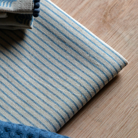 Fleur Floral Stamp Tea Towel Blue 3pk 500x700mm