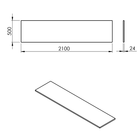 PLATO blat Rockstone 2100x24x500mm, biały mat