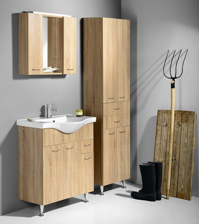 ZOJA/KERAMIA FRESH szafka wysoka z szufladami 50x184x29cm, dąb platin