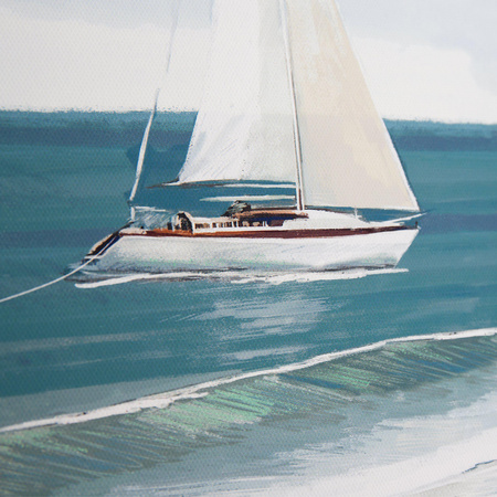 Obraz w ramie „White Sails” – niebieski, 62 × 2 × 77 cm