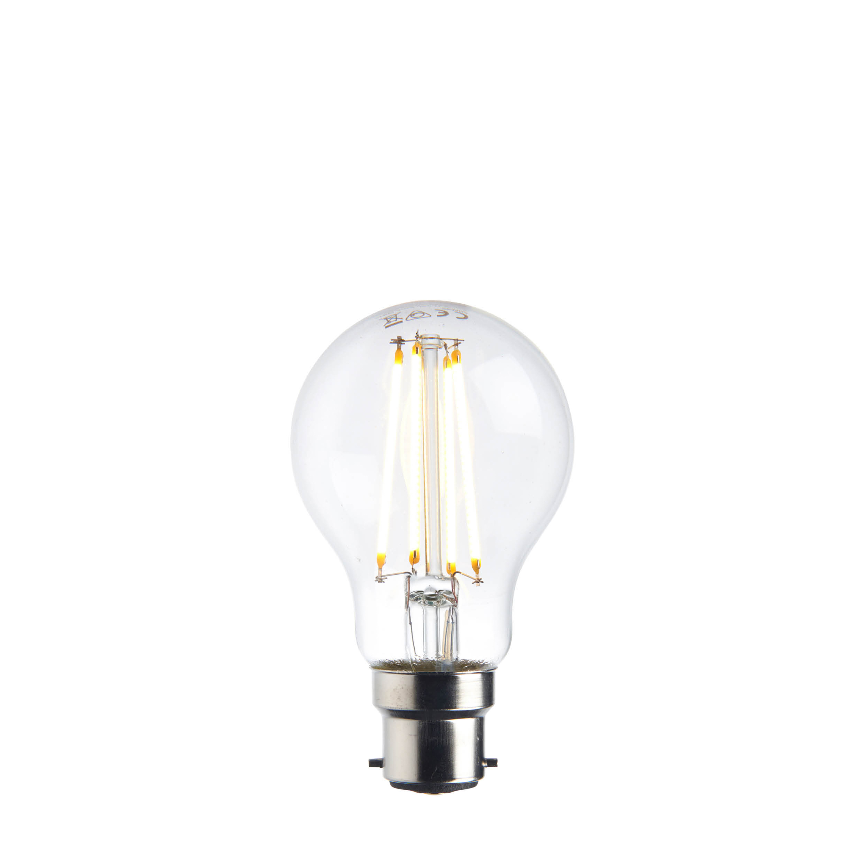 Żarówka LED – przezroczysta, B22 GLS, 115 K, 6 × 6 × 10,3 cm
