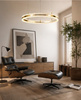 Lampa wisząca ARKADIA LED 80 cm - złoty połysk z kryształowym pierścieniem