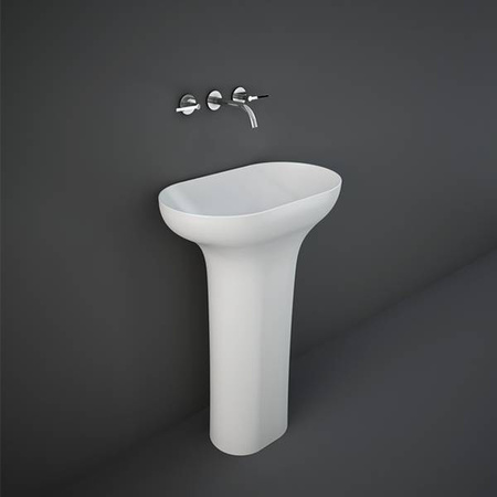 DES Umywalka wolnostojąca 60x35 odpływ do podłogi biały mat