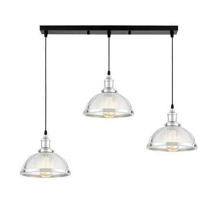 POTRÓJNA LAMPA WISZĄCA LOFT CHROMOWANA BRICO W3 PRO