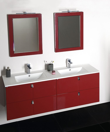 MITRA 120 zestaw łazienkowy, umywalka podwójna, bordo