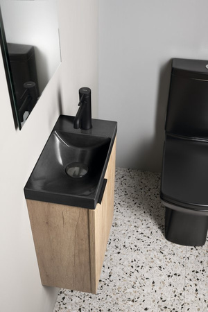 AGOS umywalka betonowa, 40x22cm, lewa/prawa, antracyt półpołysk