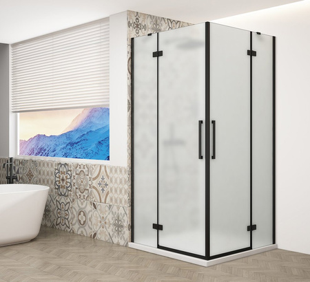 TRINITY BLACK kabina prysznicowa 900x800mm, wejście z rogu, szkło matowe