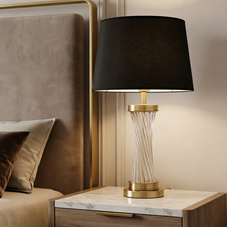 LAMPA NOCNA GLAMOUR CZARNO-MOSIĘŻNA VILLANOVA