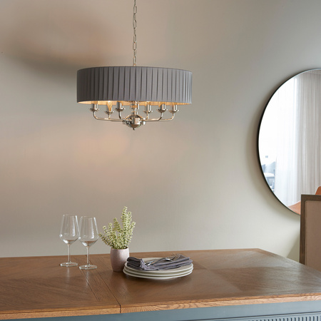 Highclere 6 Pendant Lght Nckel & Chrcoal 300-780mm