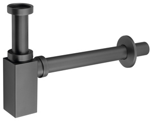 Syfon umywalkowy 5/4", odpływ 32mm, kwadratowy, gun metal