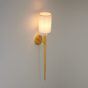 Lampa ścienna DAMA 92 cm-  złoty kinkiet z białym abażurem
