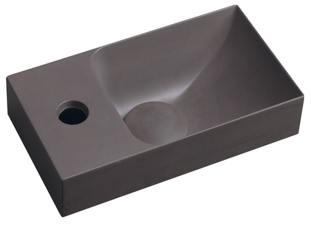 PICCOLINO umywalka betonowa, 30,8x17cm, bateria z lewej strony, ciemnobrązowy mat