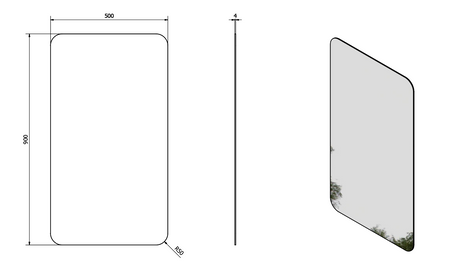 ISHAPE lustro 50x90cm, zaokrąglone rogi, bez mocowań