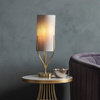 Lampa stołowa Fraser – szczotkowane złoto / naturalny, 20 × 20 × 60 cm