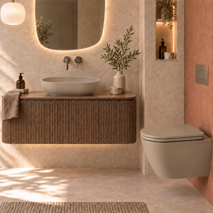 Zestaw RESORT FEELING umywalka nablatowa, Korek klik klak, Miska i Deska WC Cappuccino mat (514)