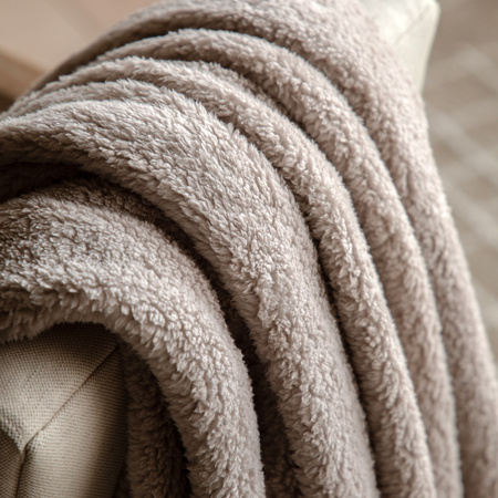 Teddy Fleece Throw Taupe 1300x1800mm